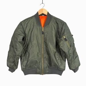 Rothco MA-1 Bomber Flight Jacket Kids XL Sage Green Orange Lining Military Style